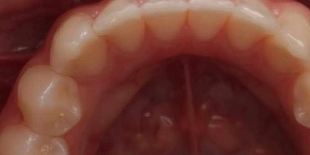 After: the upper teeth seen from below, straightened with Invisalign